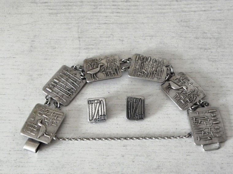 ARMBAND samt ÖRHÄNGEN, BENGT SÖRLING STHLM 1951 resp 1952
